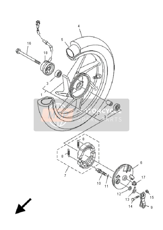 3D2W253A0000, Brake Shoe Kit, Yamaha, 1